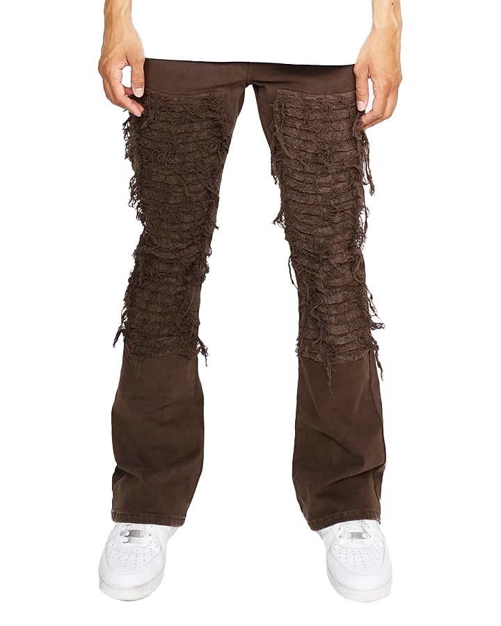 EPTM DISTRESSED STACKED JEANS BROWN - EPTM023