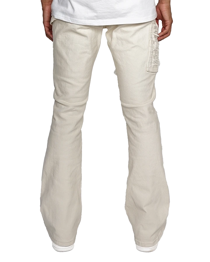 EPTM DISTRESSED STACKED JEANS CREAM - EPTM024