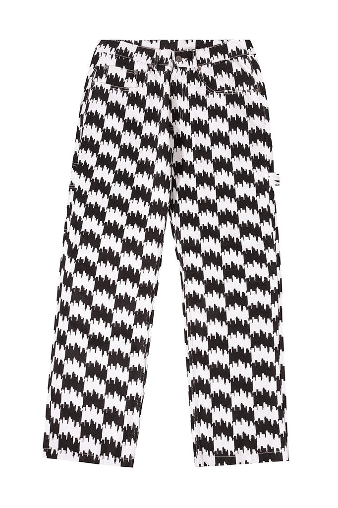 THE HUNDREDS TOWNSTOOTH DENIM PANTS WHITE - L22F104017