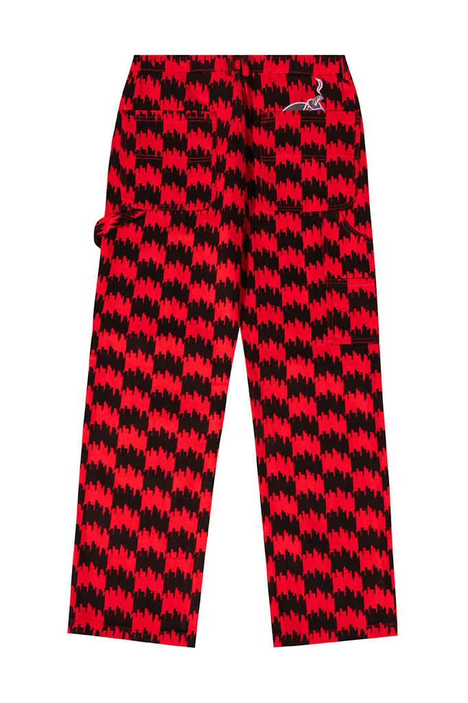 THE HUNDREDS TOWNSTOOTH DENIM PANTS RED - L22F104017