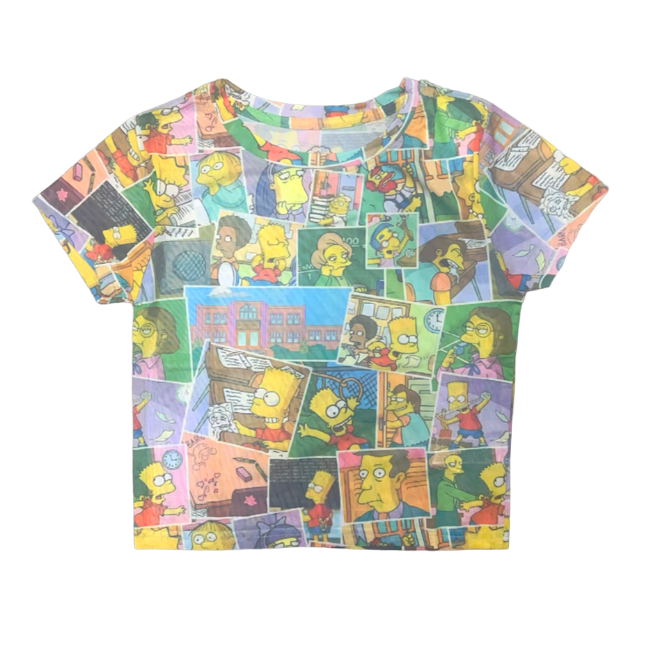 JUNIOR GIRLS SIMPSONS CROP T-SHIRT WHITE MULTI - 21059234