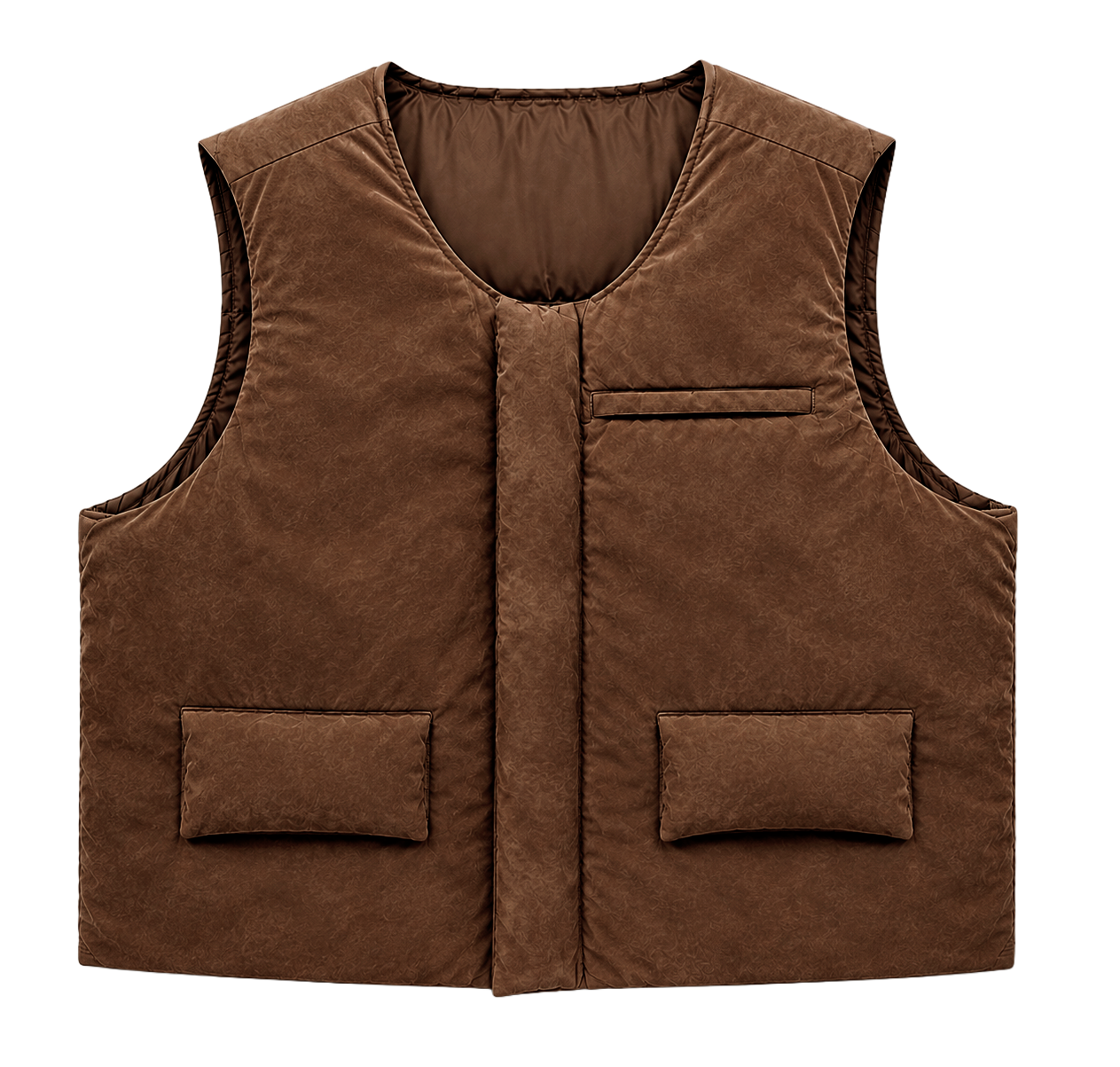 EPTM PUFF BOMBER CROP VEST BROWN  - EP11164