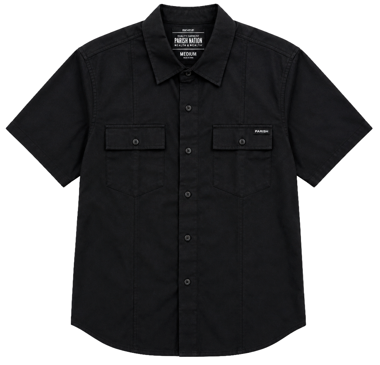 PARISH NATION S/S BUTTON-DOWN BLACK - N05W2600