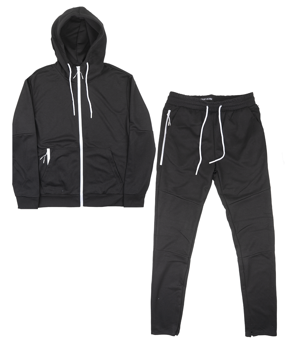 TRUE BORN TRACK JACKET & PANTS SET BLACK - TF501-TH504