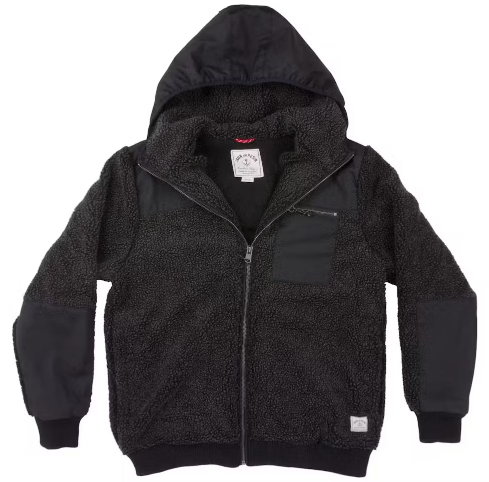 IRON & RESIN SHERPA HOODIE JACKET BLACK - 102479