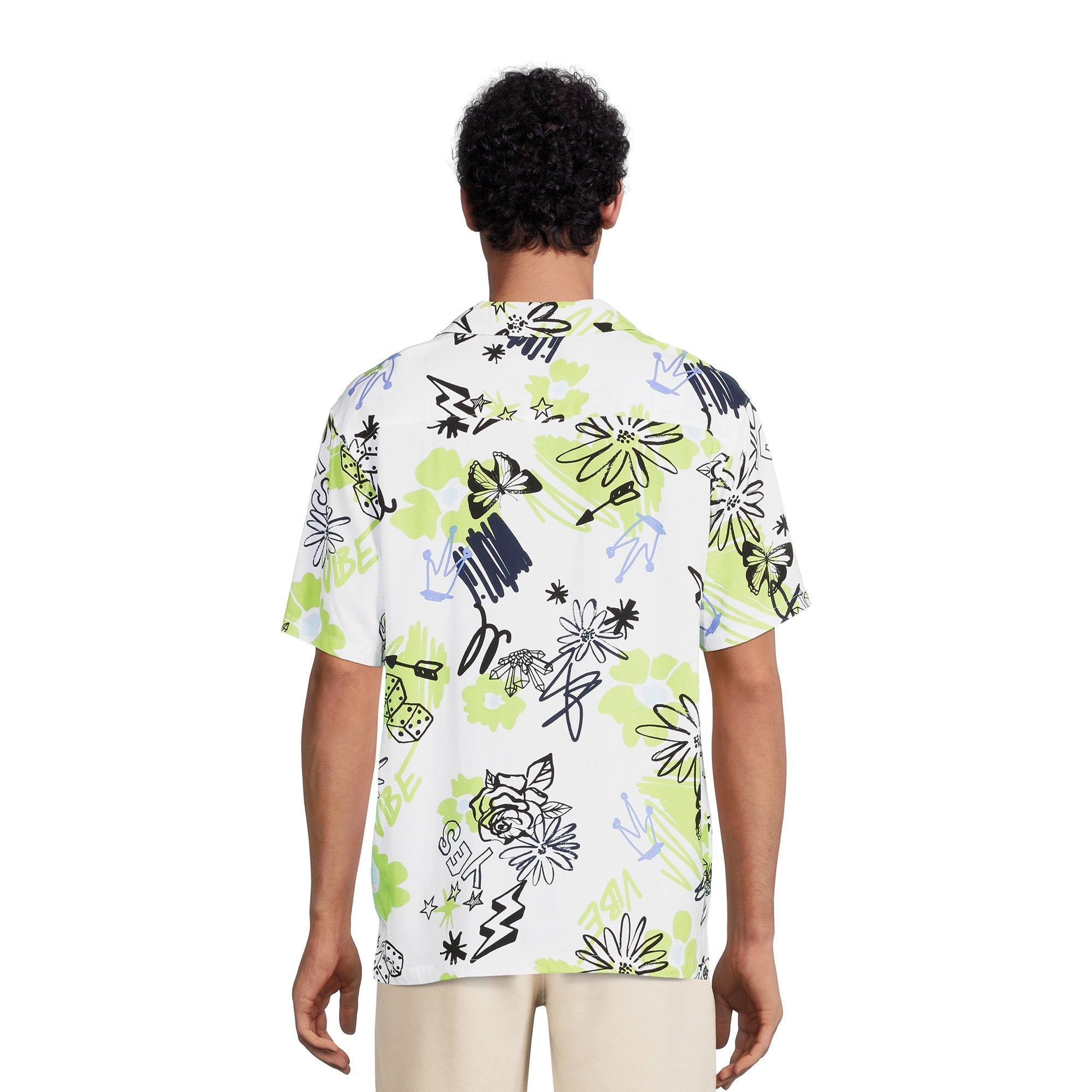 NO BOUNDARIES S/S BUTTON DOWN WHITE/GREEN FLORAL - NB14100095928B