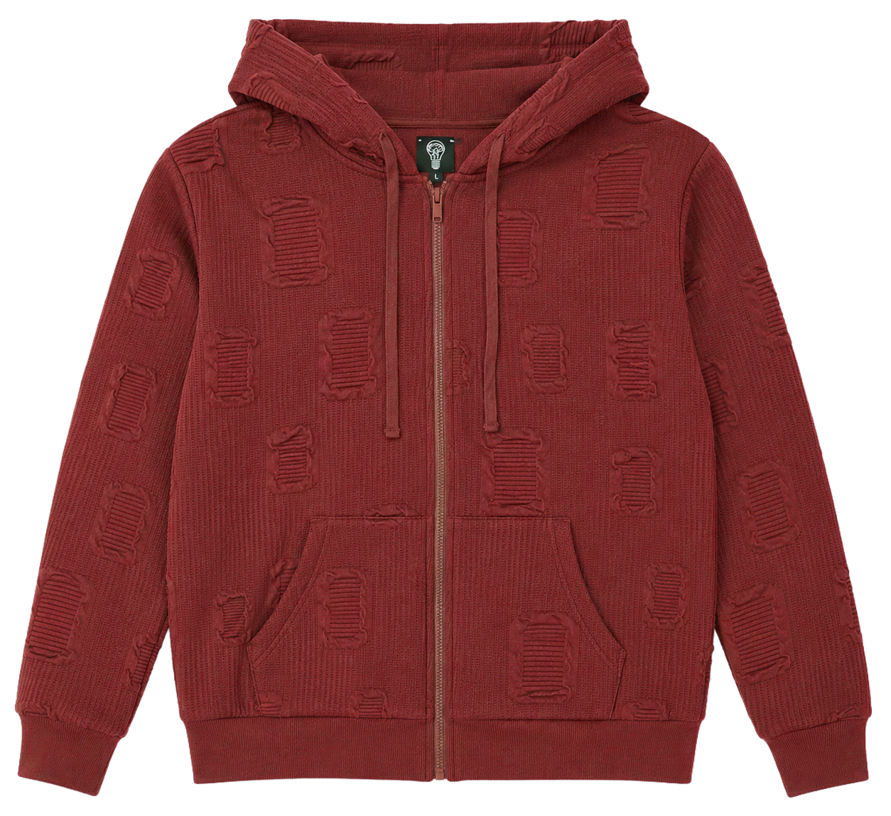 REBEL MINDS ZIP JACKET HOODIE BURGUNDY - 242-586