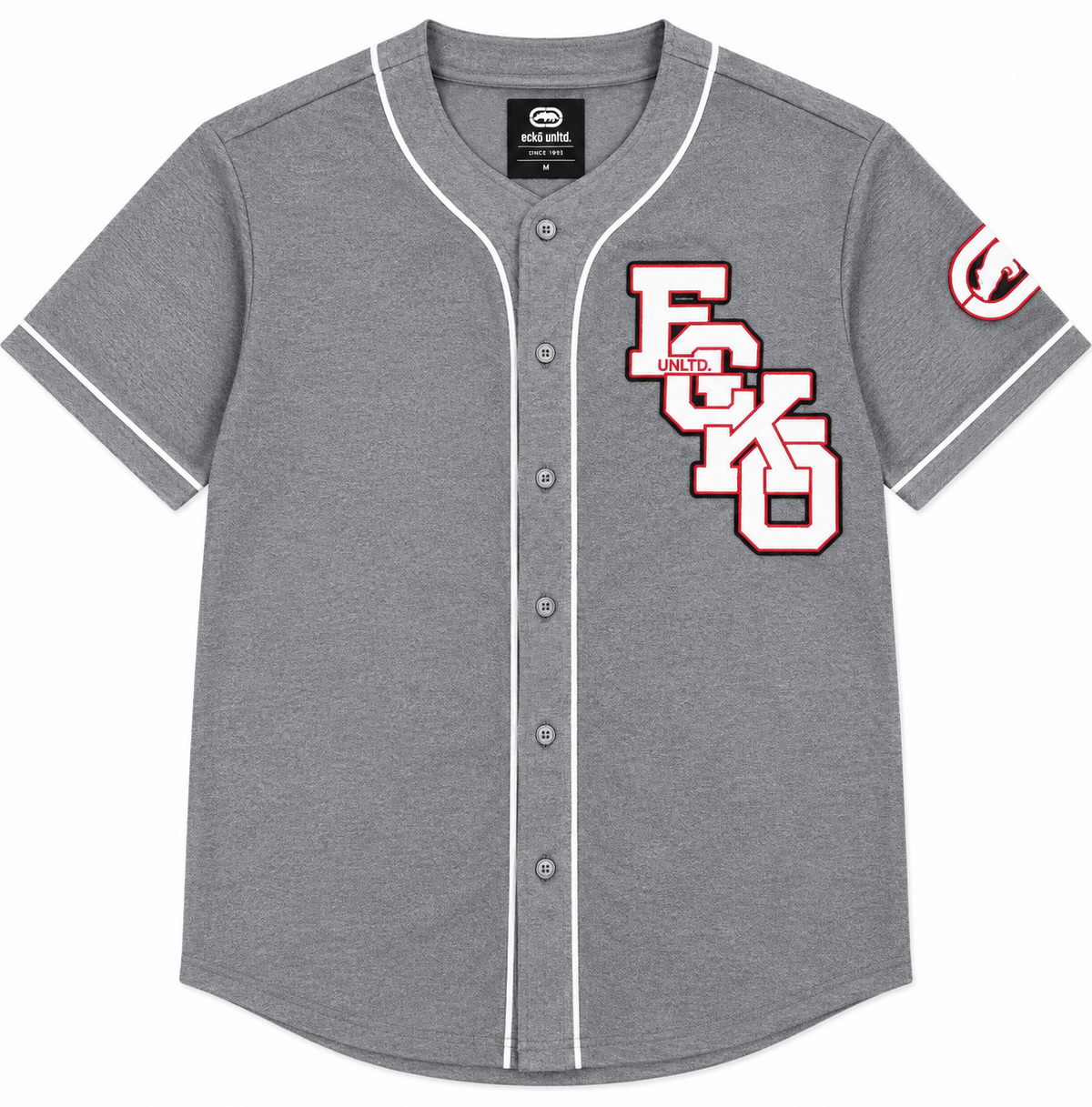 ECKO UNLTD SCRIPT BASEBALL JERSEY GREY MARLED - EO14K1585O
