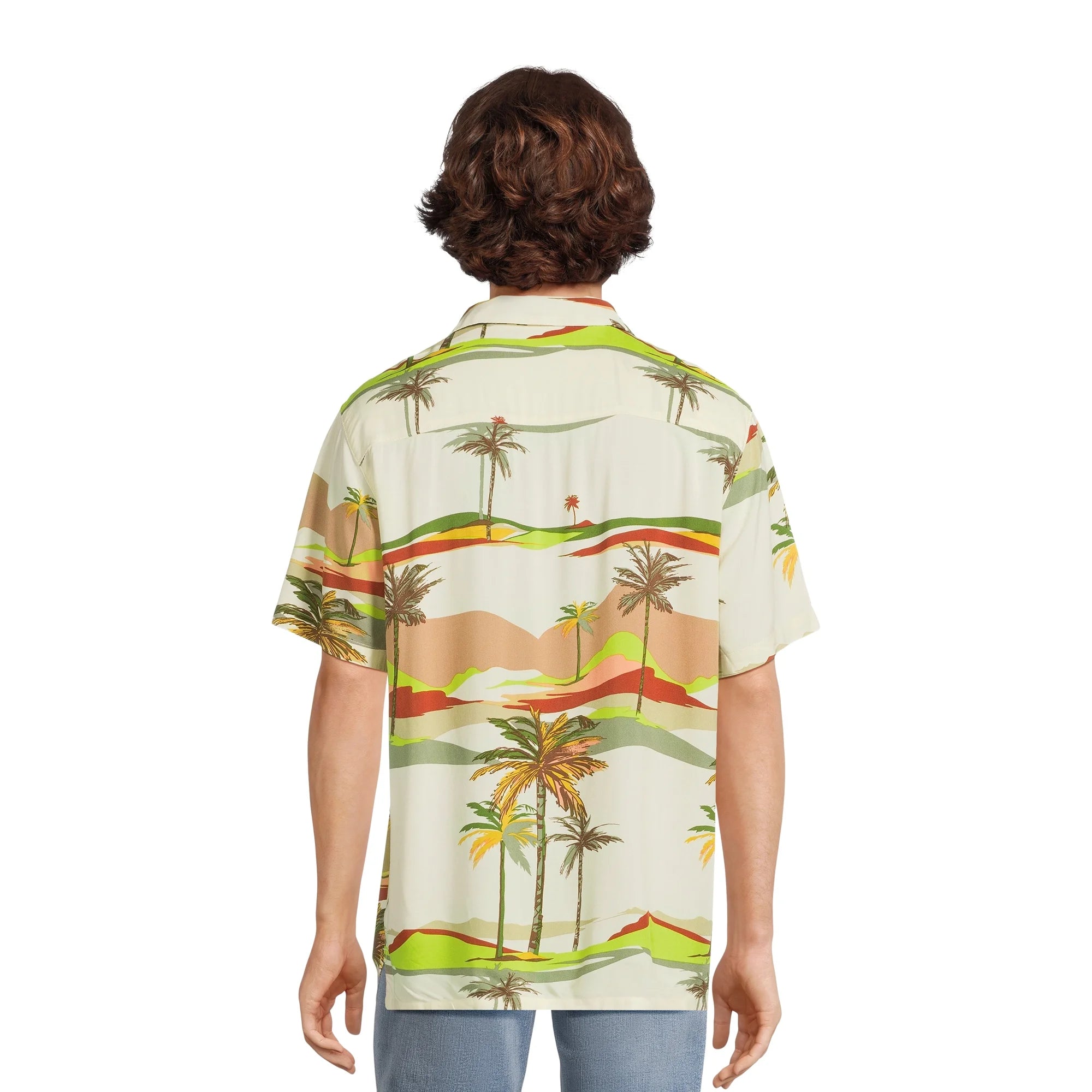 NO BOUNDARIES S/S BUTTON DOWN LT BIRCH PALM TREES - NB25100132468B