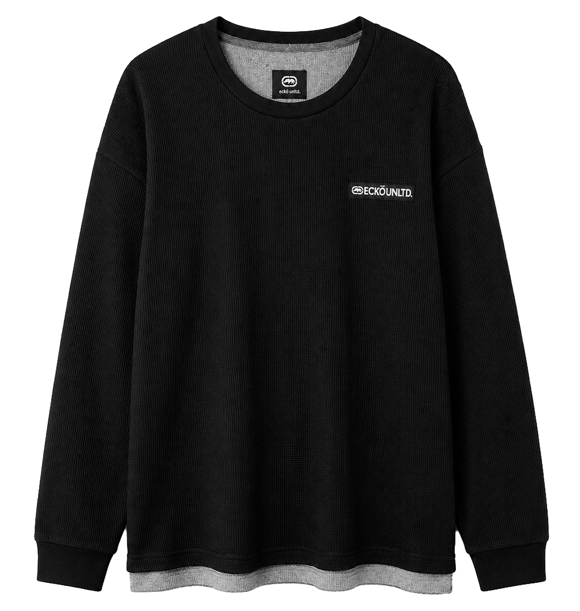 ECKO UNLTD L/S THERMAL SHIRT TRUE BLACK - EO32L301OM