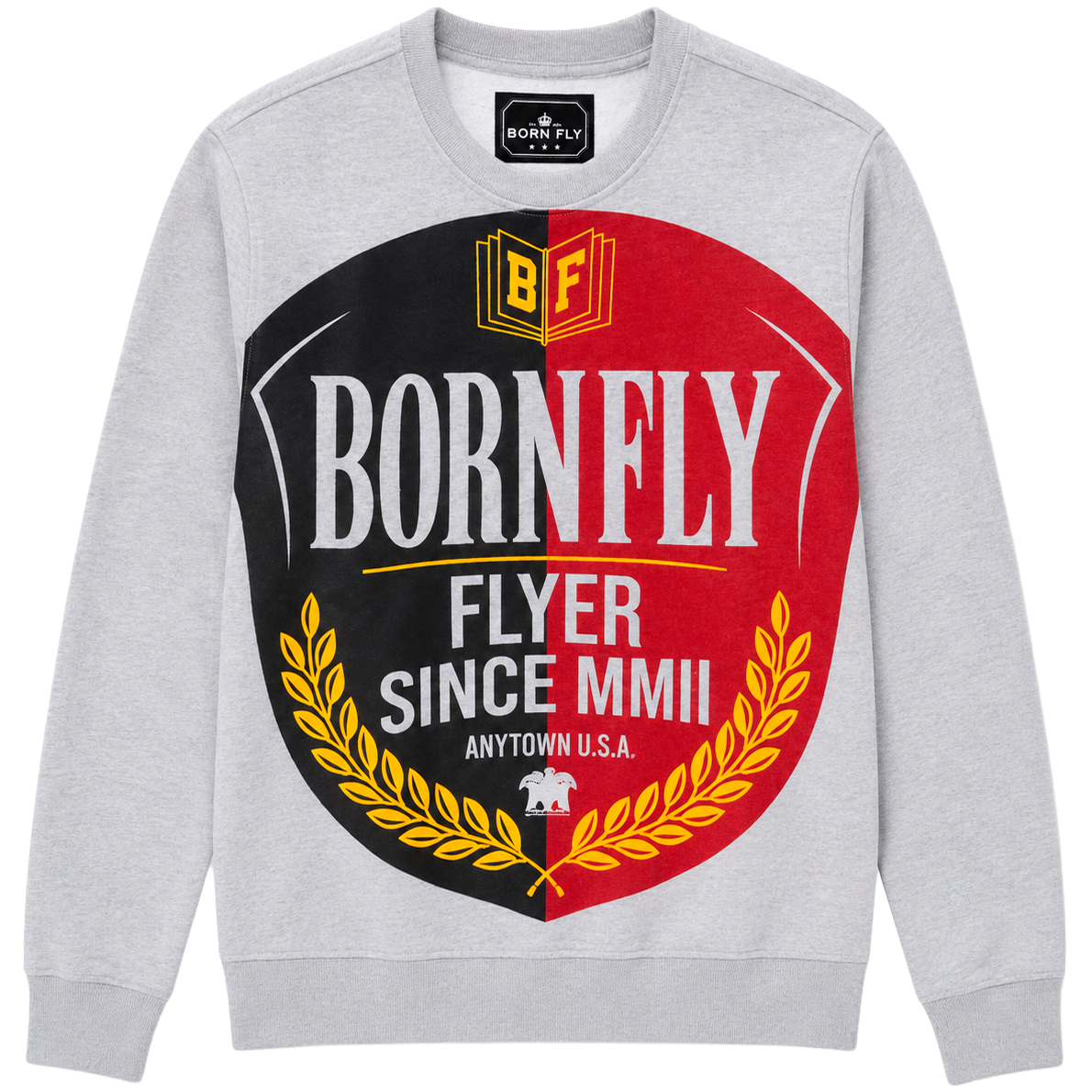 BORN FLY GRAPHIC CREWNECK H-GREY - B05C2756