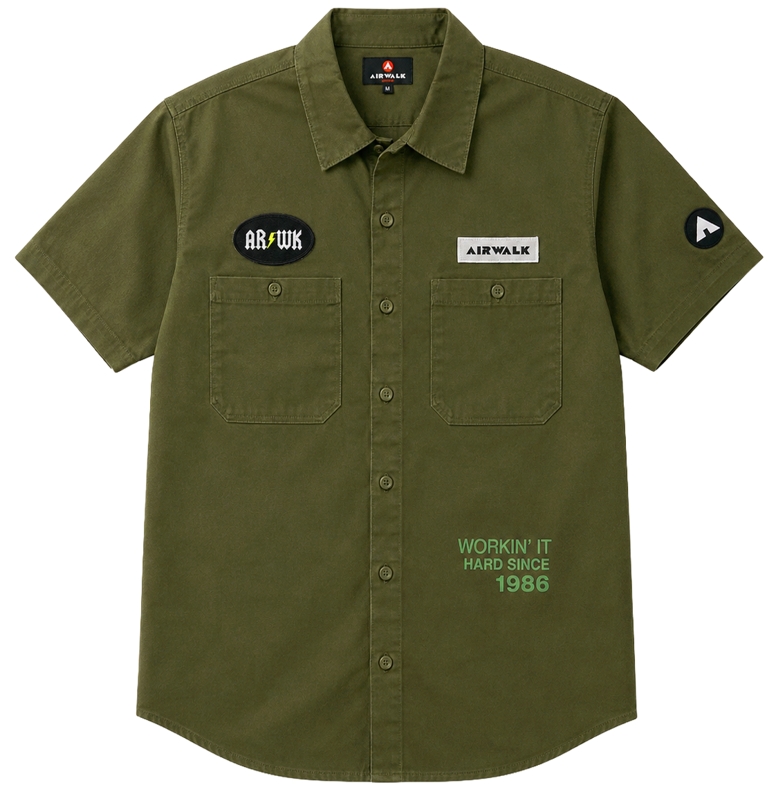 AIRWALK S/S BUTTON-DOWN SHIRT OLIVE GREEN - AWM0009USW