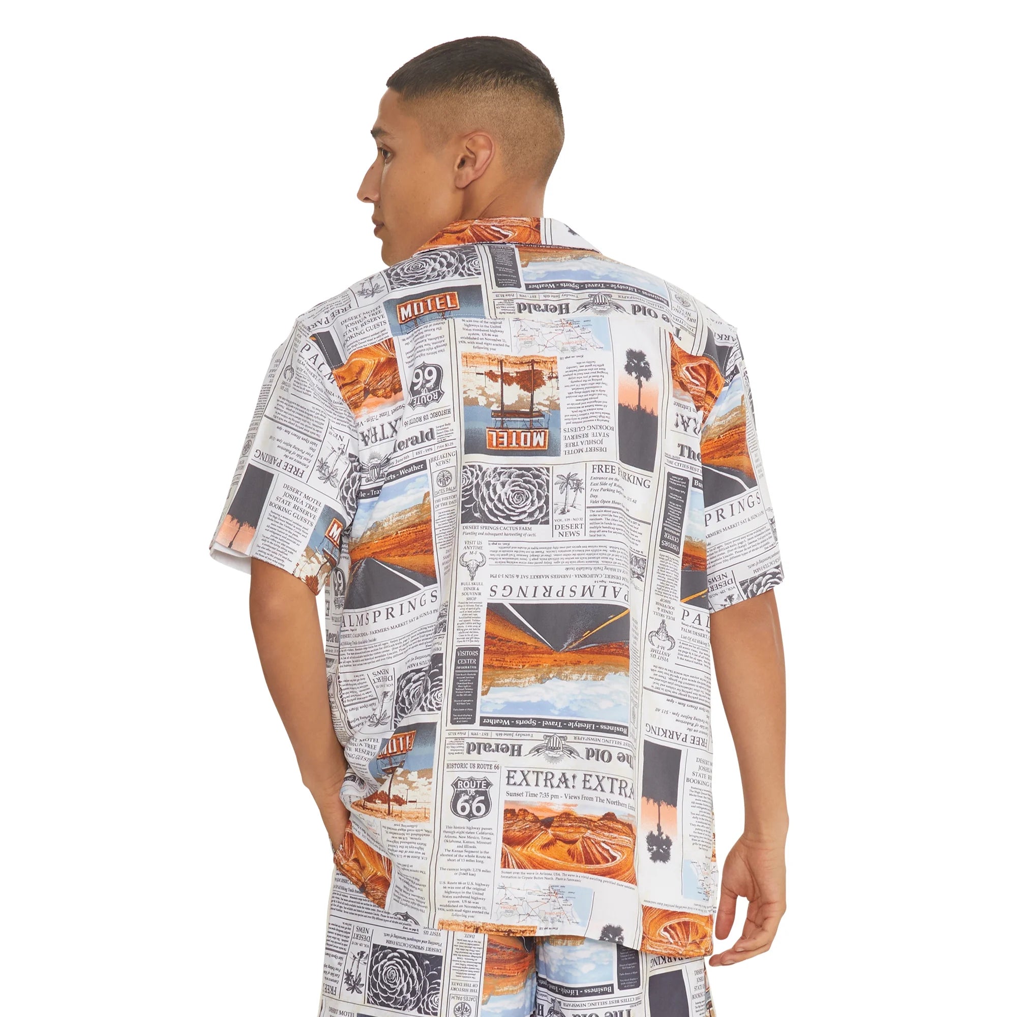 NO BOUNDARIES S/S BUTTON DOWN NEWSPAPER - NB15100132468