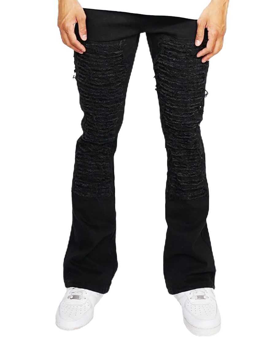 EPTM DISTRESSED STACKED JEANS BLACK - EPTM033