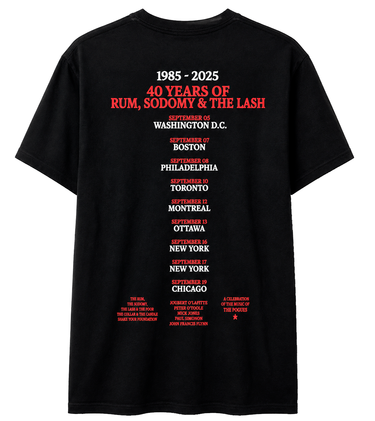 LICENSED MUSIC THE POGUES T-SHIRT BLACK - US TOUR 25