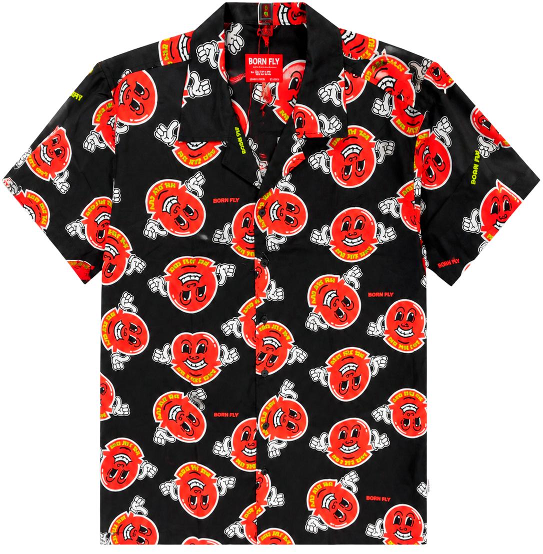 BORN FLY S/S BUTTON-DOWN SHIRT BLACK - 2405W4989