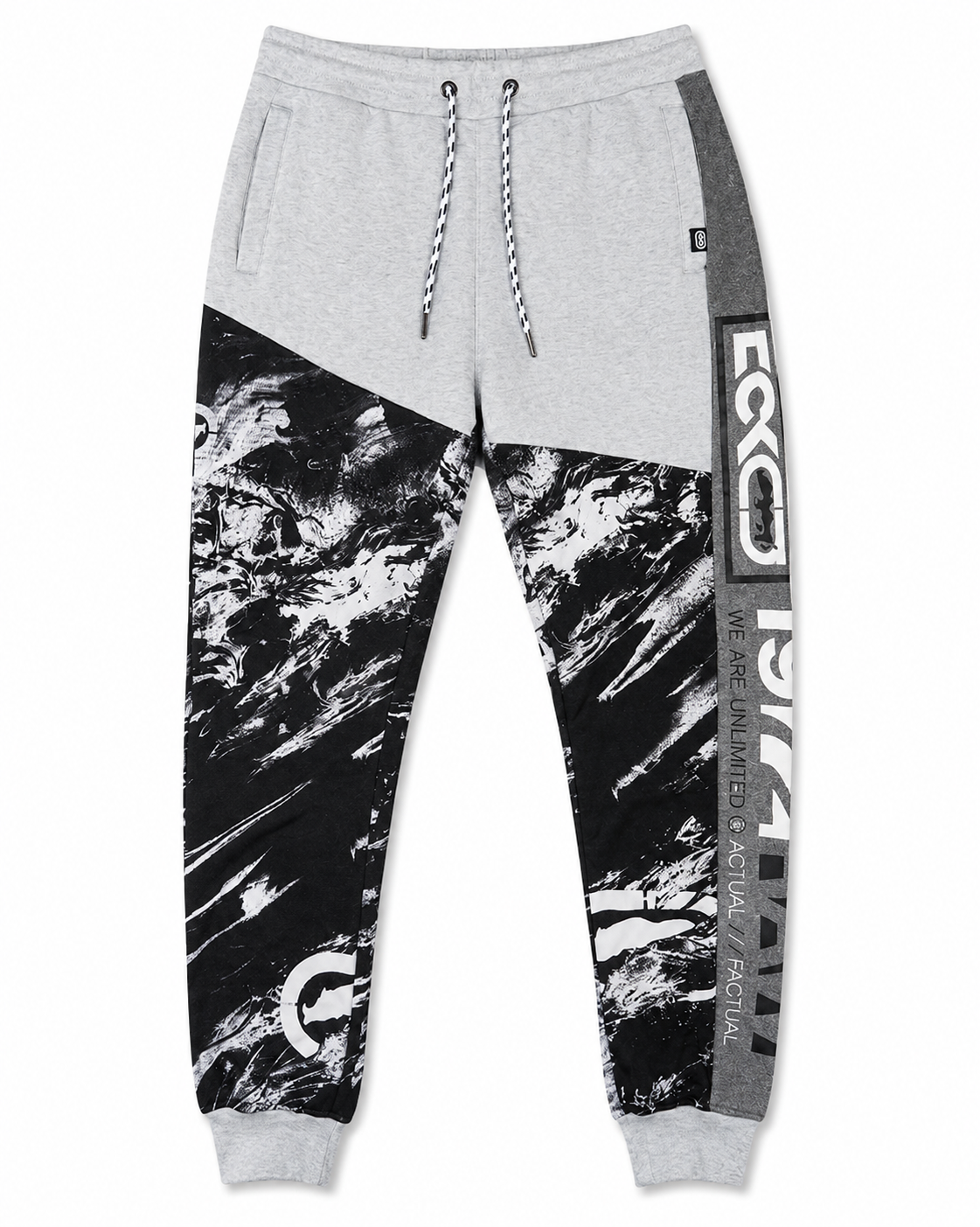 ECKO UNLTD FLEECE JOGGER PANTS WHT MARLED/BLK - EO12G740