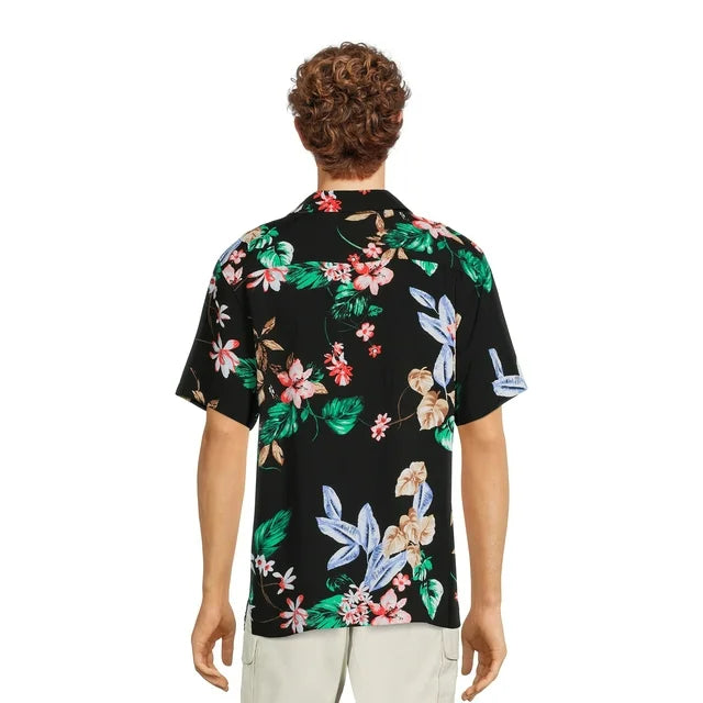 NO BOUNDARIES S/S BUTTON DOWN BLACK FLORAL - NB14100095928B