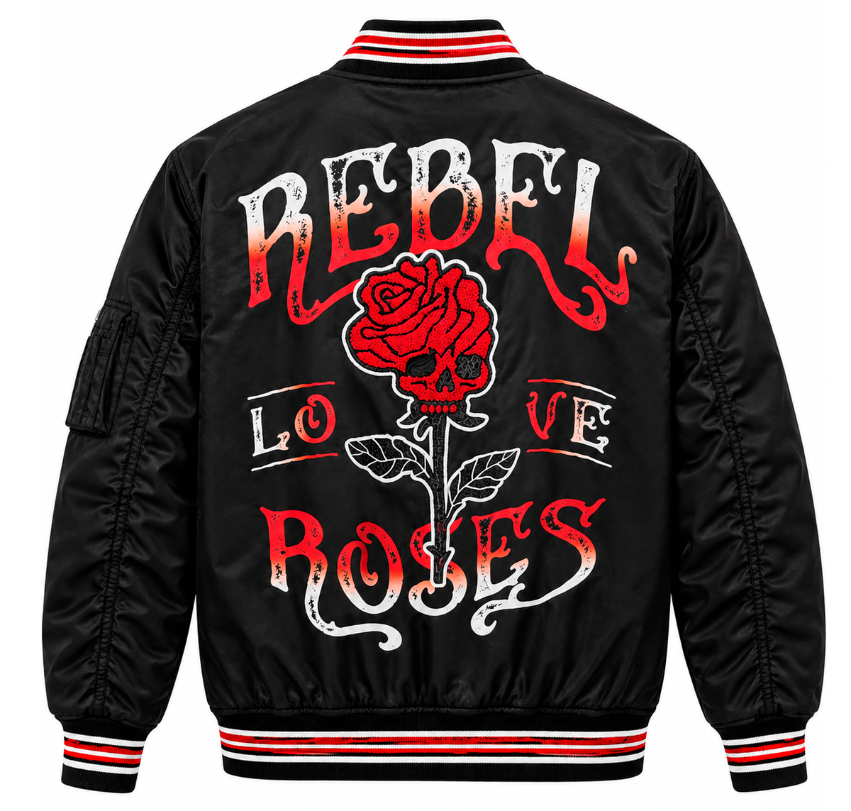 REBEL MINDS PLUS SIZE VARSITY JACKET BLACK - 142-524T
