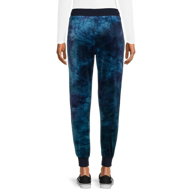 WOMENS TIME & TRUE VELOUR SWEATPANTS NAVY TIE DYE - TT43100081688