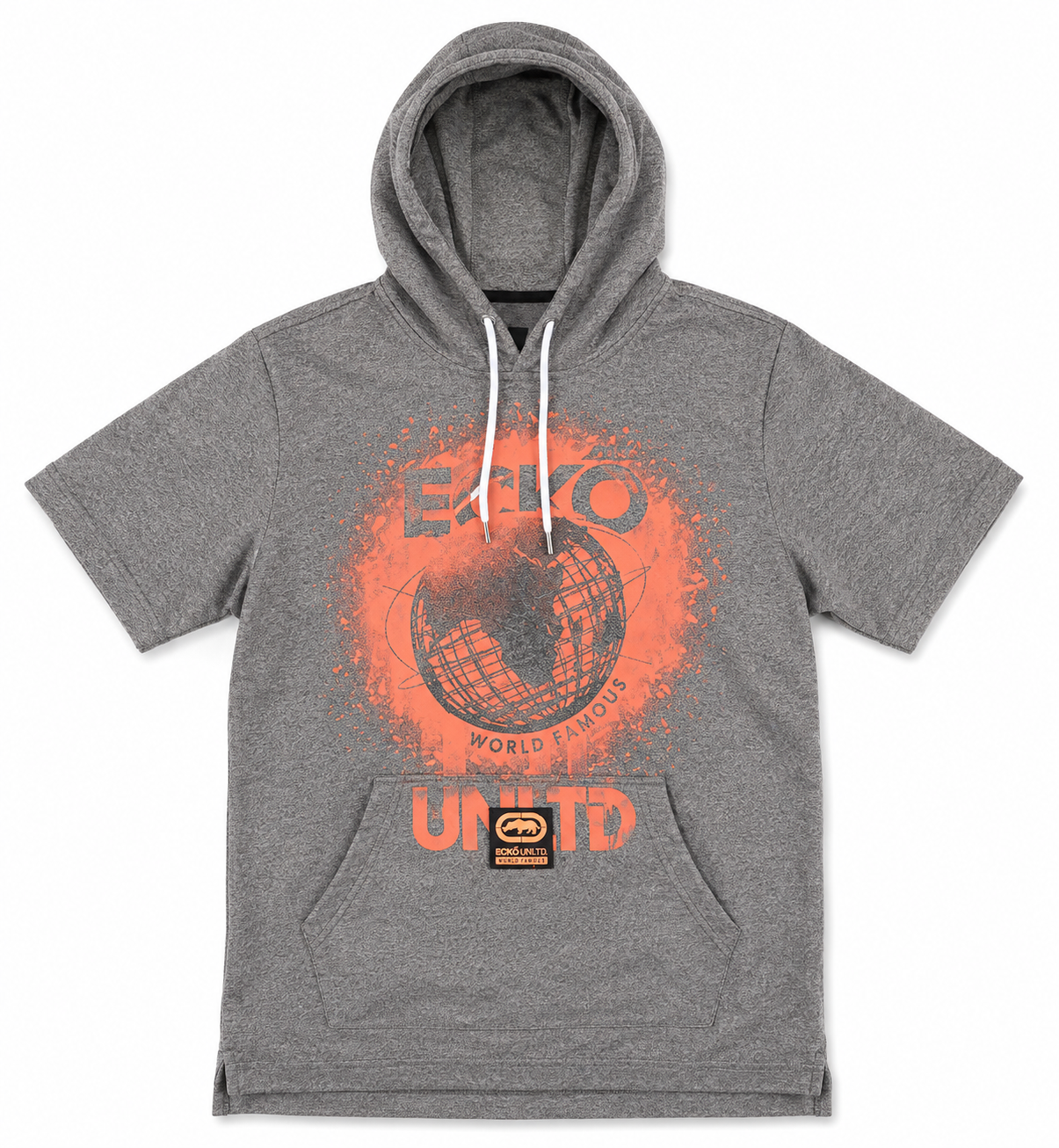 ECKO UNLTD S/S HOODIE SHIRT GREY MARLED - EO12K821