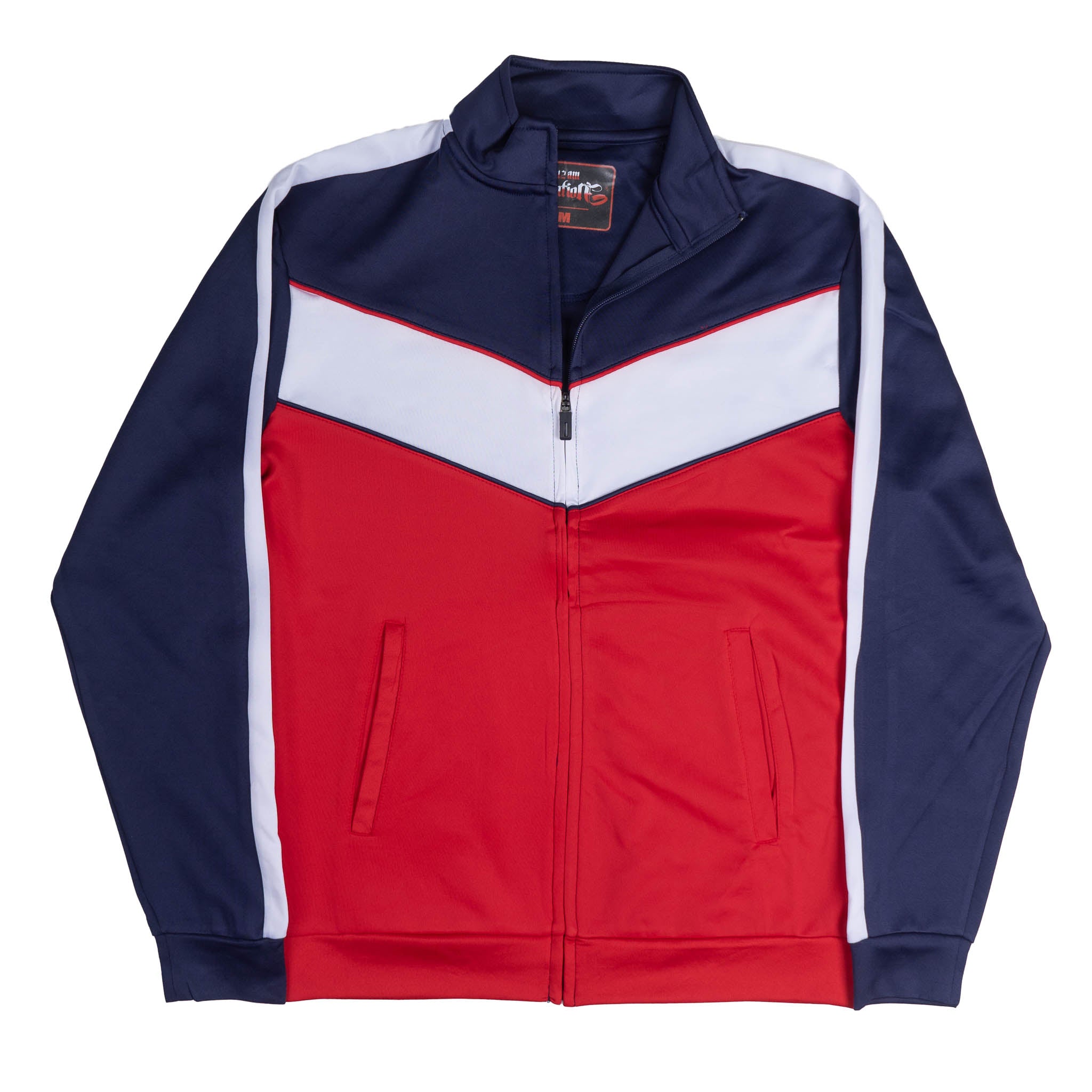 12 AM NATION COLOR BLOCK TRACK JACKET NAVY/WHITE/RED - 79213