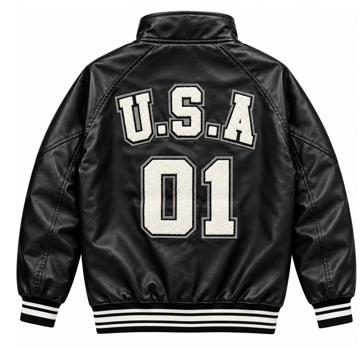 REBEL MINDS PLUS SIZE VARSITY JACKET BLACK - 142-524T