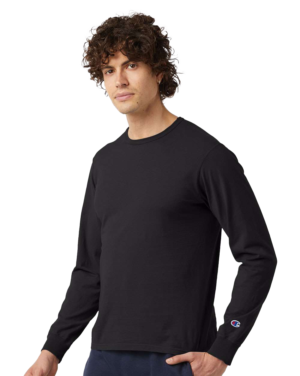 CHAMPION SOLID L/S SHIRT BLACK - CD200-BK