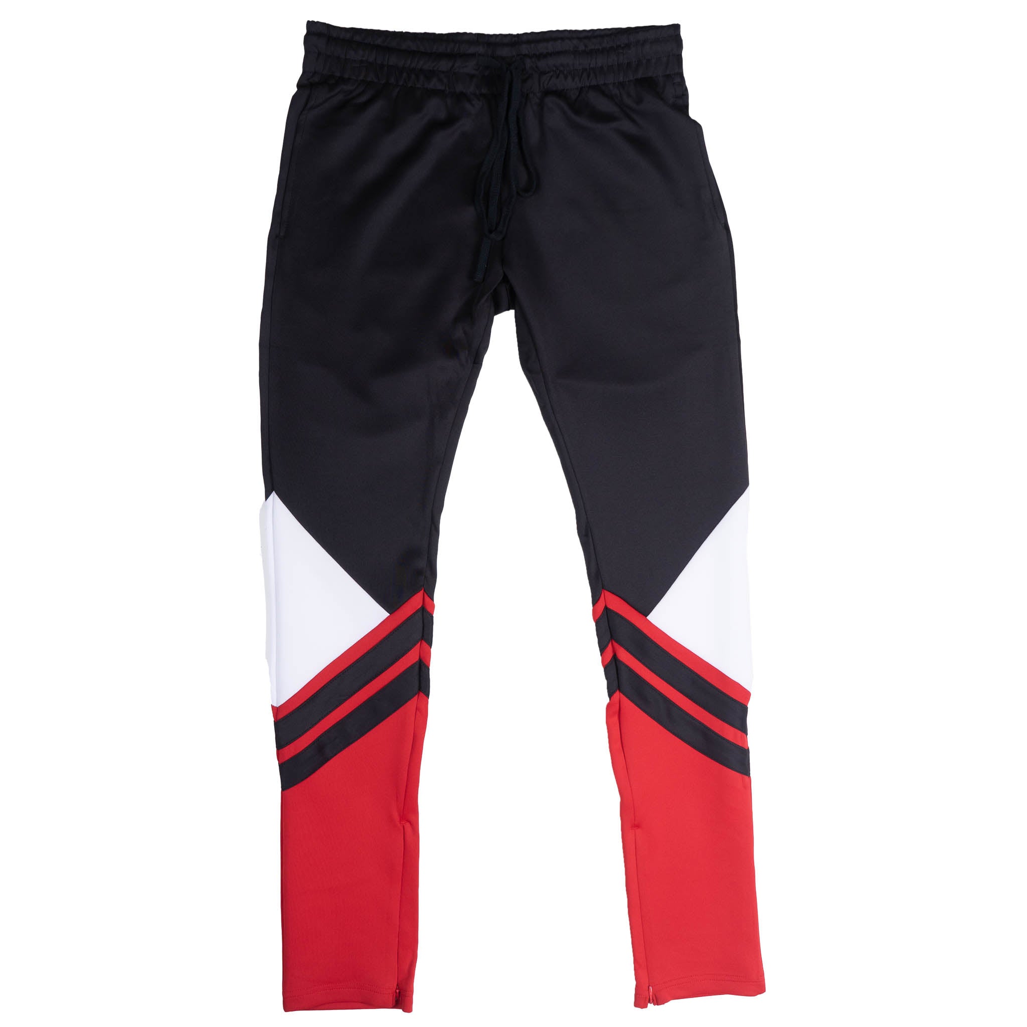 12 AM NATION COLOR BLOCK TRACK PANTS BLACK/WHITE/RED - 89213