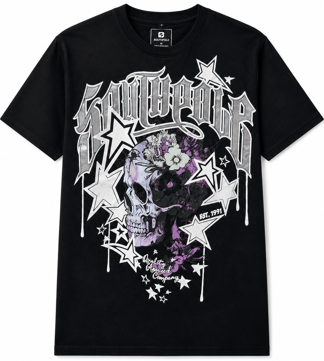 SOUTH POLE PREMIUM GRAPHIC T-SHIRT BLACK - SM450126