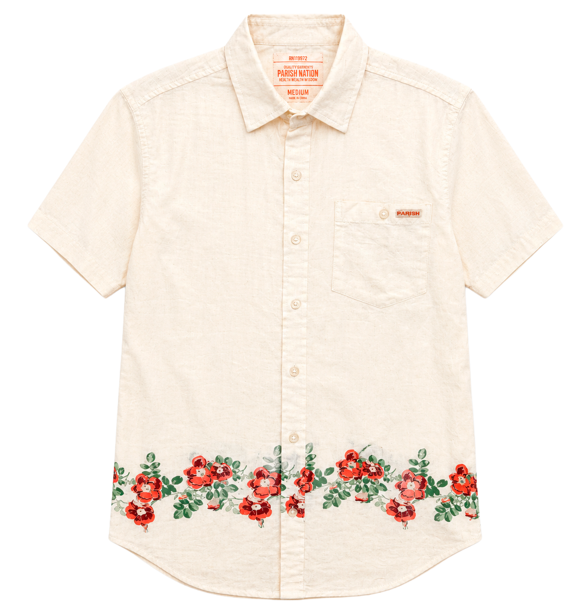 PARISH NATION S/S BUTTON-DOWN CREAM - N05W2766