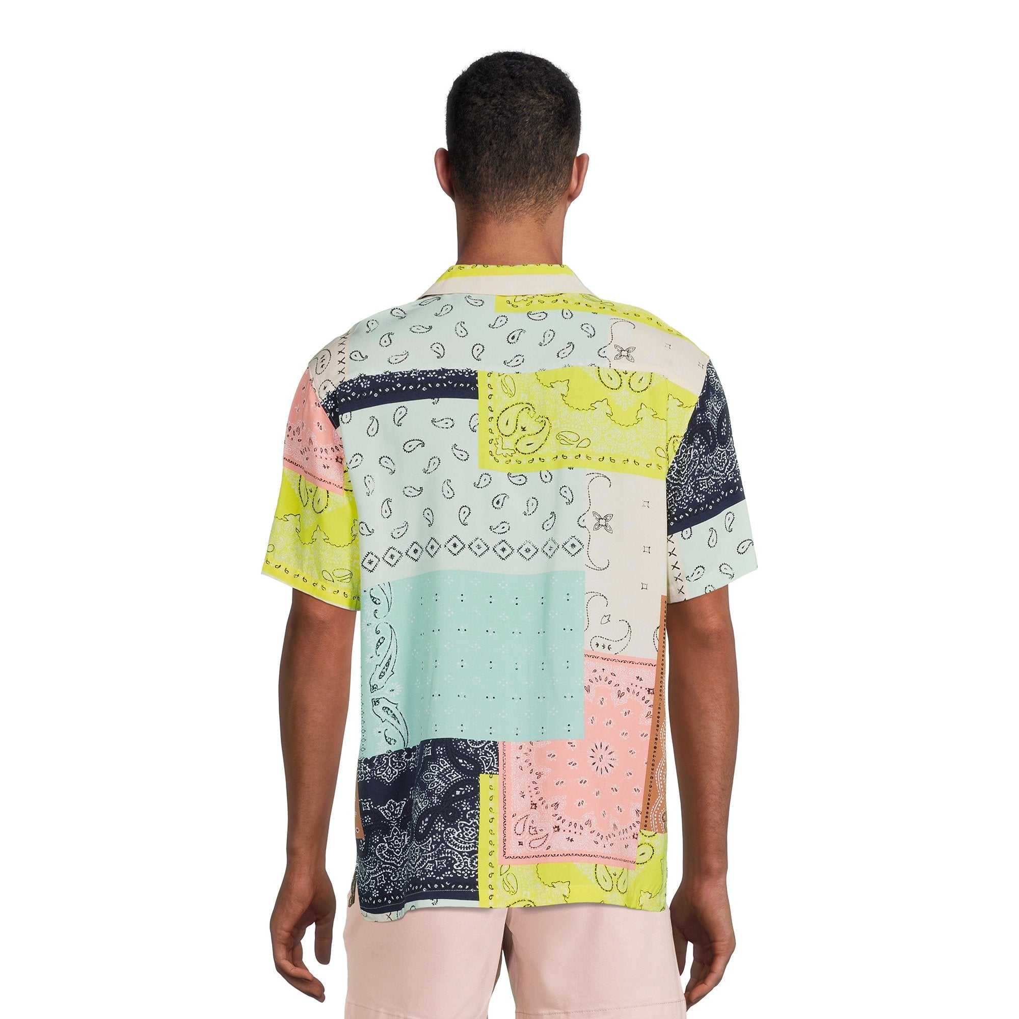 NO BOUNDARIES S/S BUTTON DOWN MULTI BANDANA - NB14100095928B