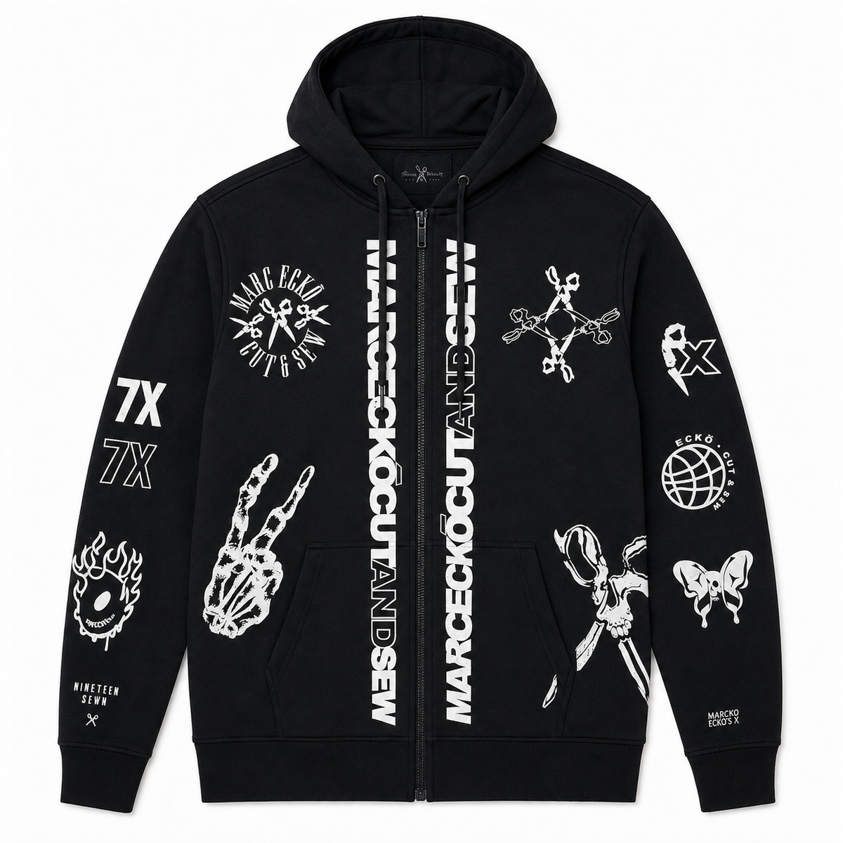 MARC ECKO PREMIUM ZIP JACKET HOODIE BLACK - ME15H19