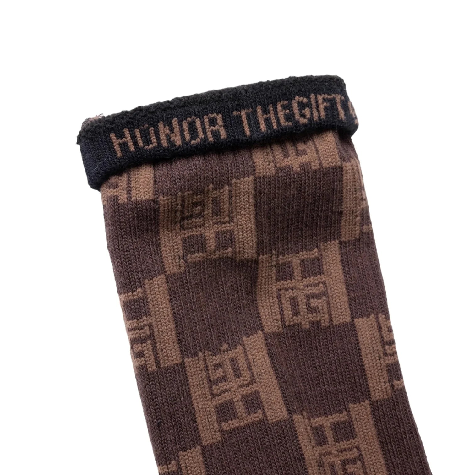 HONOR THE GIFT MONOGRAM RIBBED SOCKS BROWN - HTG240385