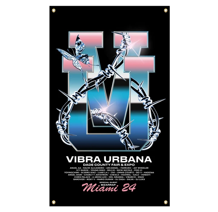 VIBRA URBANA MIAMI LINE UP WALL FLAG BLACK - FGVUMALBBLK