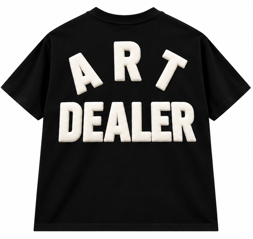 PREMIUM PUFF PRINT GRAPHIC T-SHIRT BLACK WASH - ART DEALER