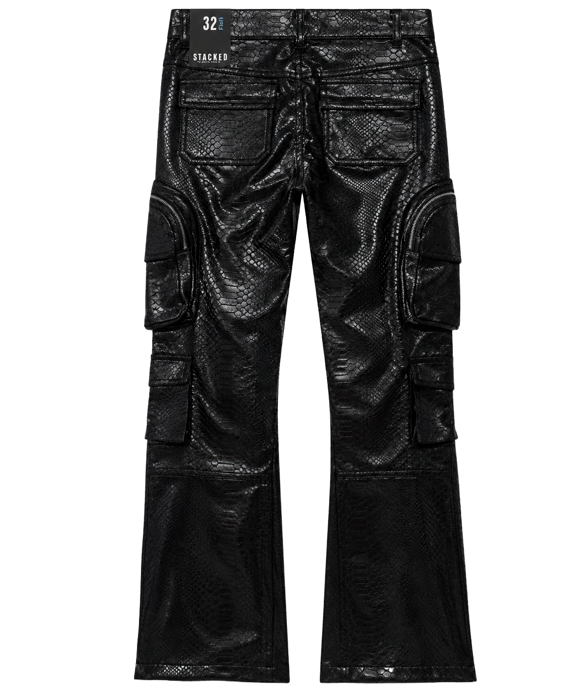 R3BEL STACKED FAUX SNAKE SKIN CARGO JEANS BLACK - 641-663