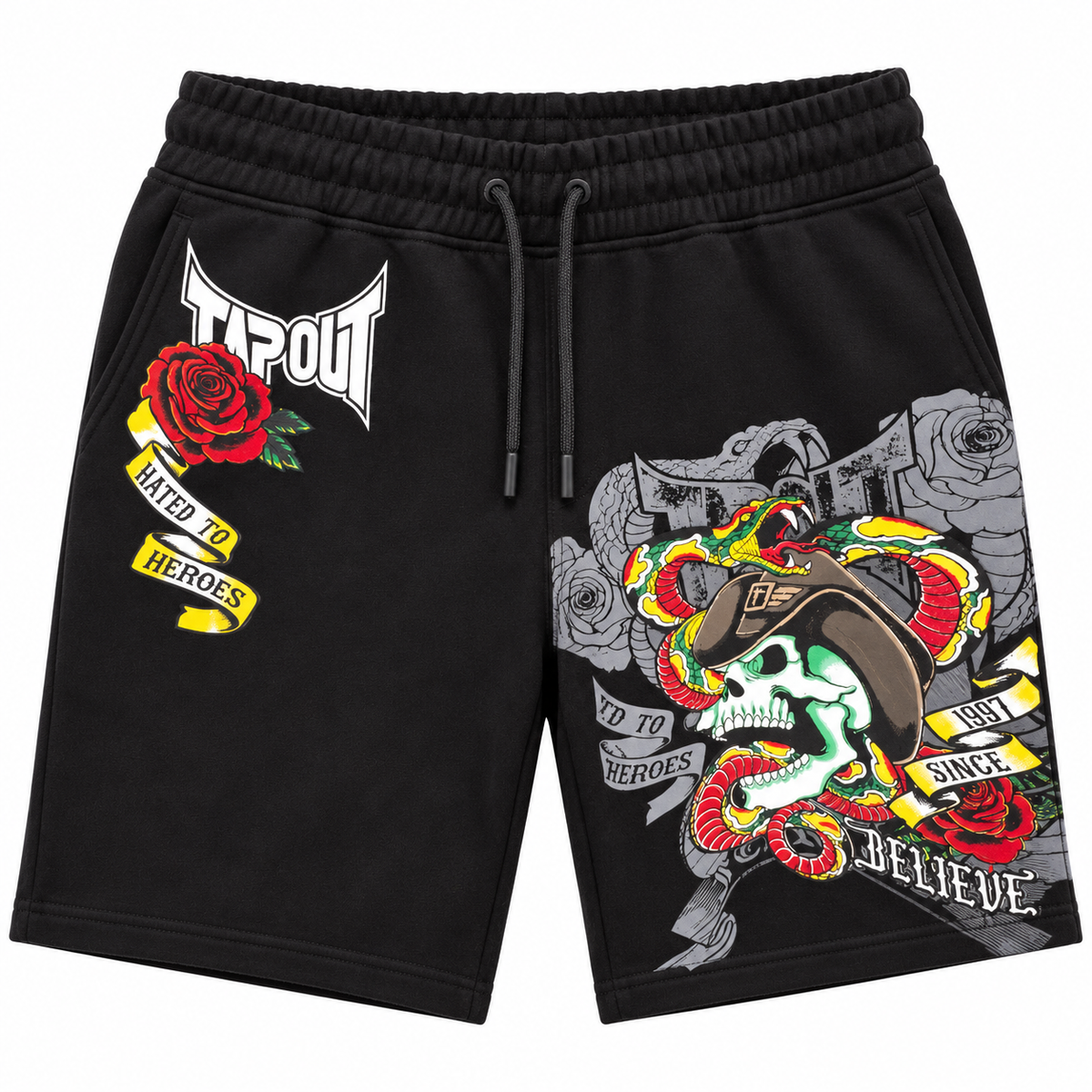 TAPOUT GRAPHIC SWEATSHORTS BLACK - T251A-2020