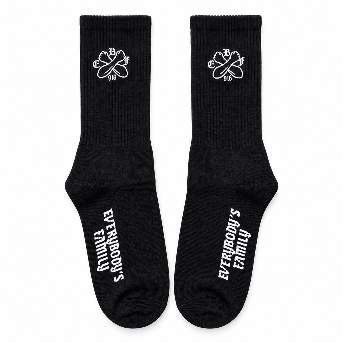 PICK SIC RECORDS KNIT CREW SOCKS BLACK - EBF
