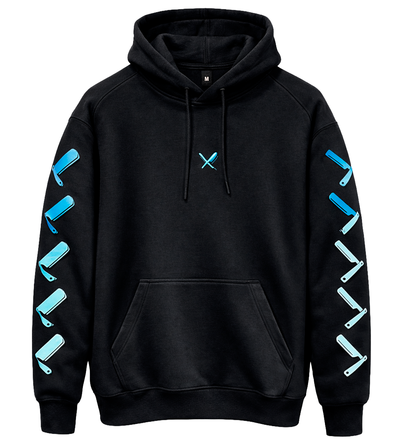 DISTORTED PEOPLE GRAPHIC HOODIE BLACK/BLUE - 3429
