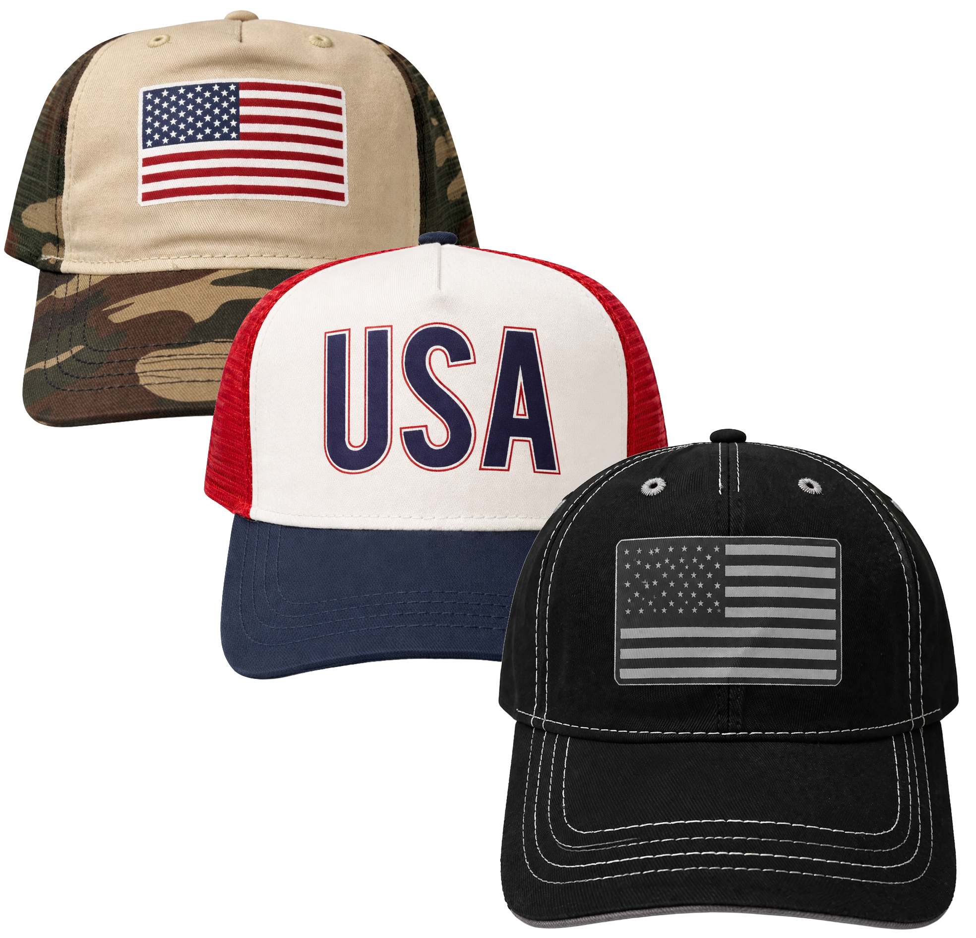 ASSORTED USA CURVED BRIM DAD HATS ASST - USAHAT26