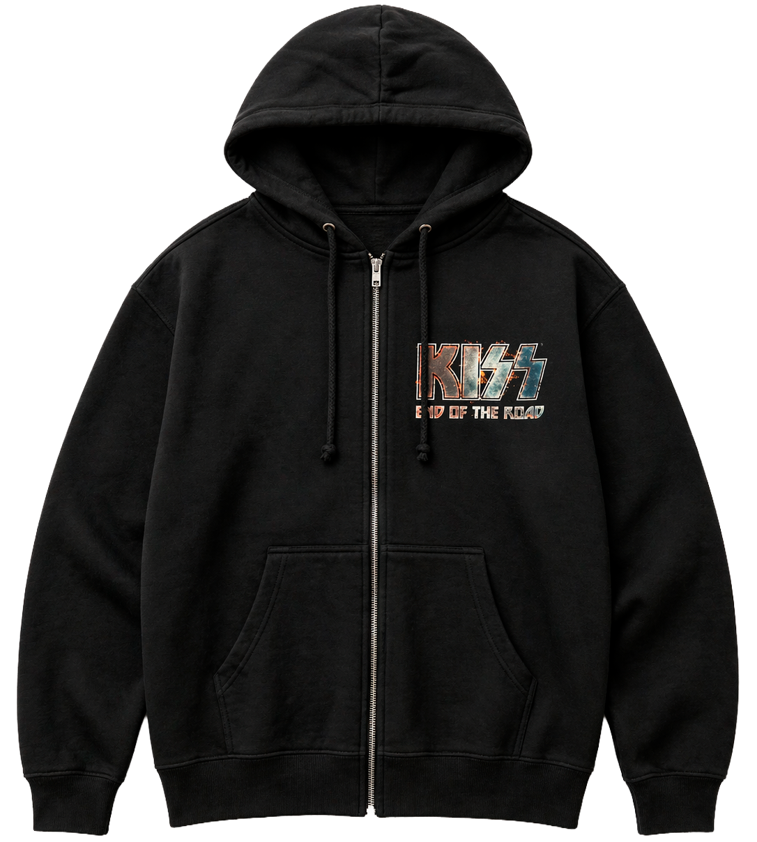 LICENSED MUSIC ZIP HOODIE JACKET BLACK - KISS EOTR - Steal Deal 