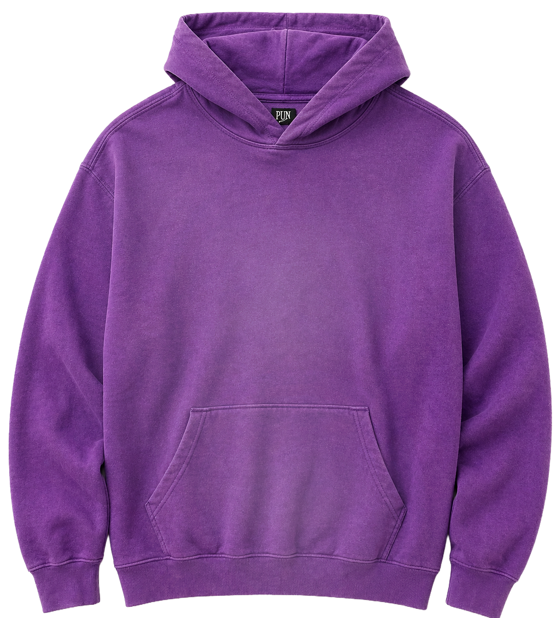 RINGSPUN ACID WASH HOODIE PURPLE - 341-301