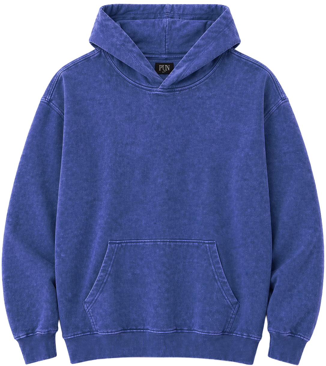 RINGSPUN ACID WASH HOODIE INDIGO - 341-301