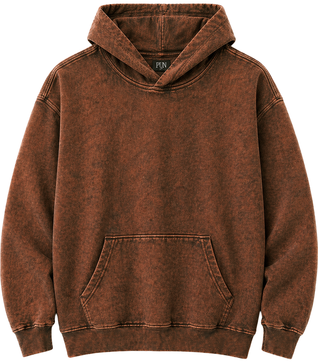 RINGSPUN ACID WASH HOODIE RUST - 341-301
