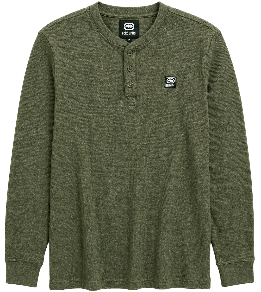 ECKO UNLTD L/S THERMAL SHIRT OLIVE MARLED - EO34L411