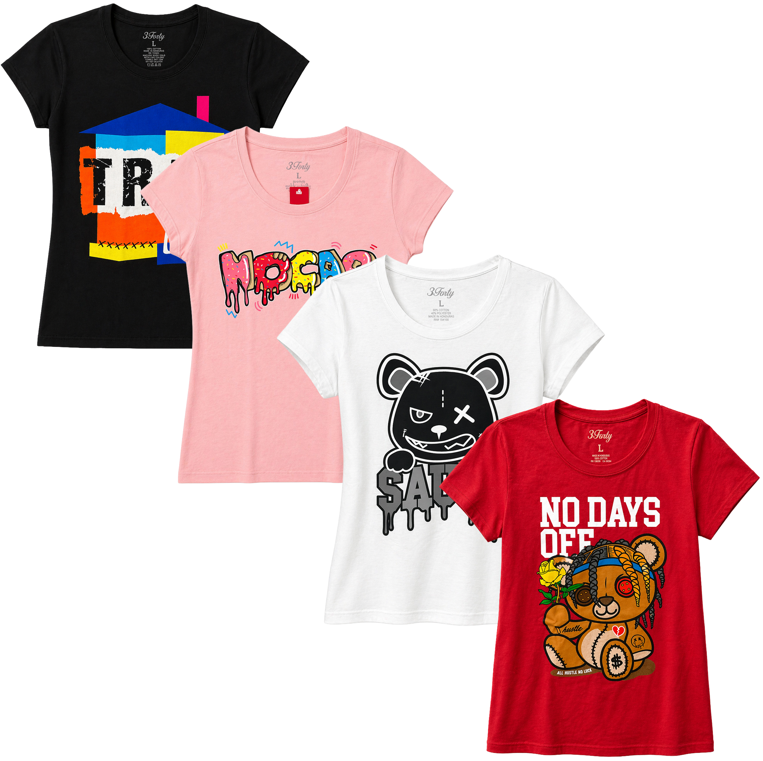 JUNIOR GIRLS 3FORTY ASSORTED GRAPHIC T-SHIRTS ASST - 340SSTW