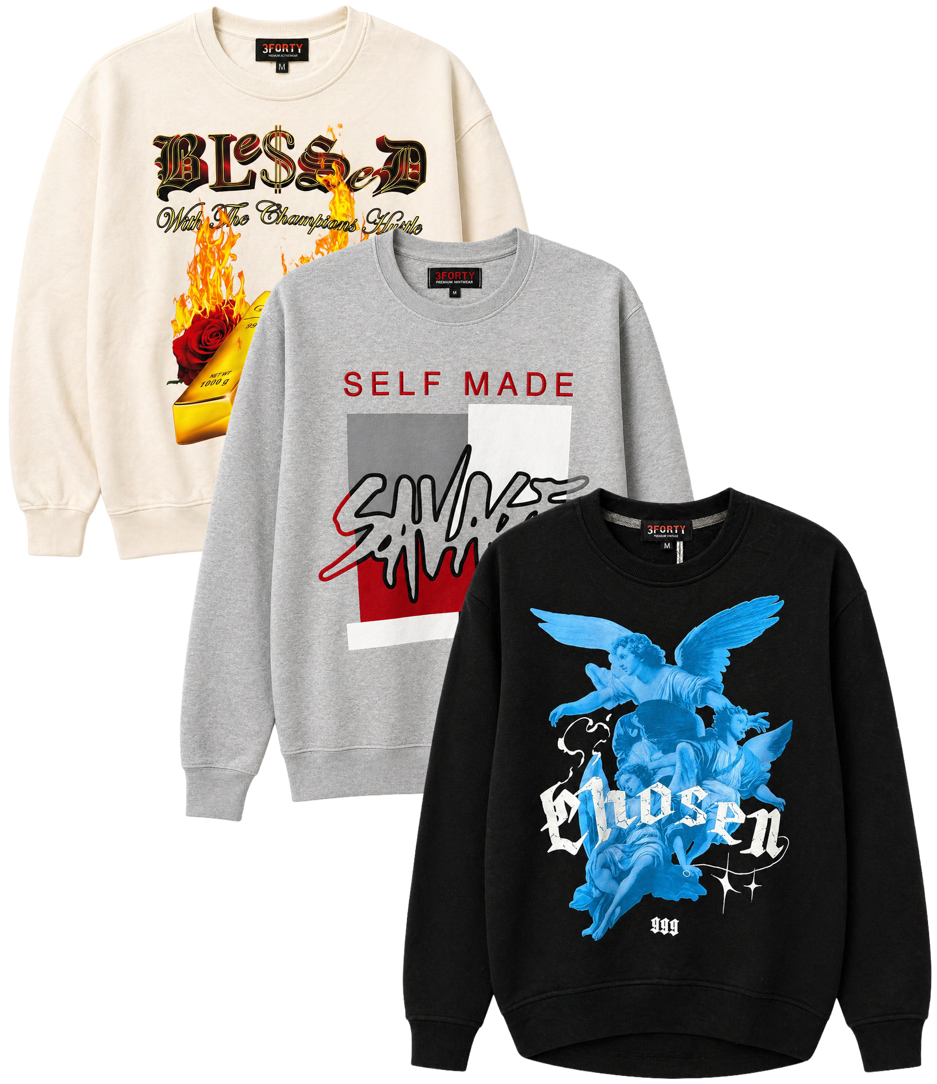 3FORTY ASSORTED GRAPHIC CREWNECK ASST - 340CNA