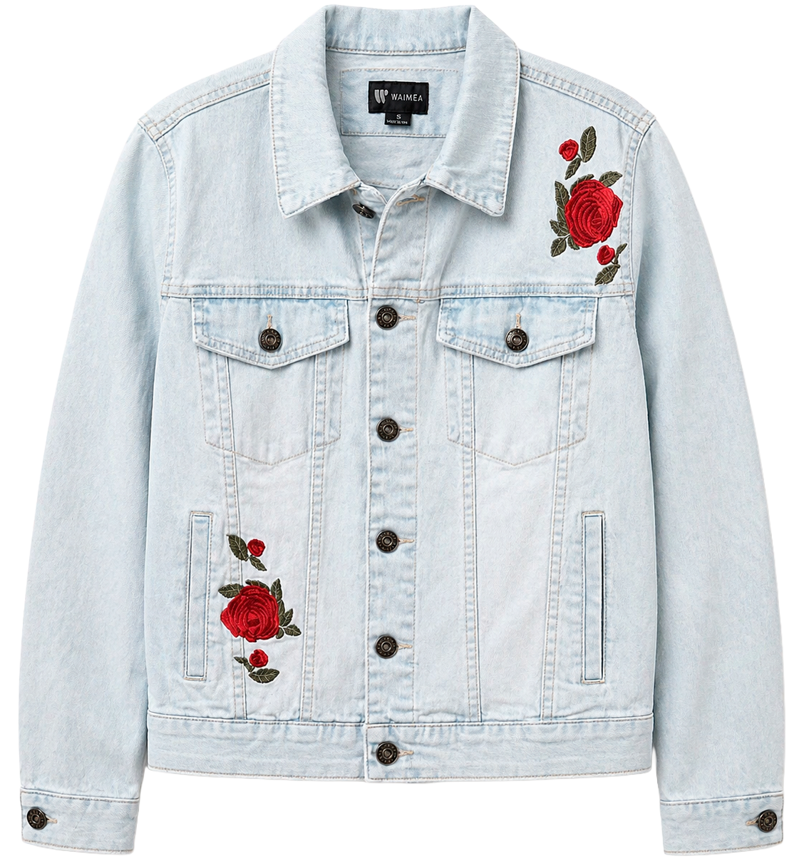 WAIMEA EMBROIDERED DENIM JACKET LT BLUE - M6157D