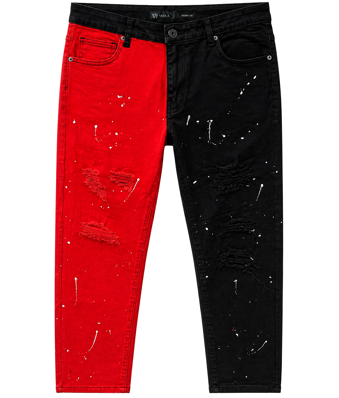 WAIMEA DISTRESSED DENIM JEANS BLACK RED - M5235TA